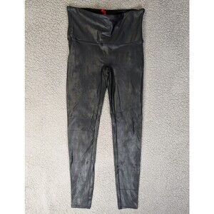 Spanx Women's Pants Faux Leather XL Leggings Black Shiny Shapewear Slimming 2437
